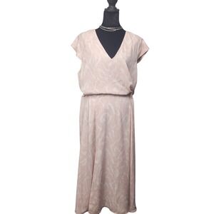 HALOGEN Pink Zebra Print V Neck Midi Dress Women XL